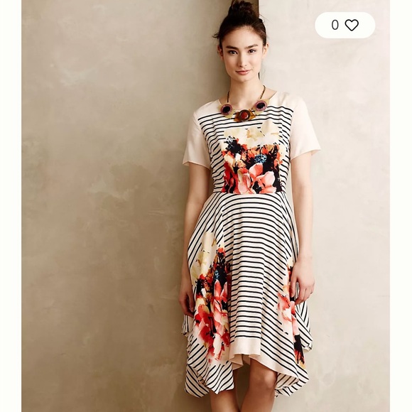 Corey Lynn Calter Dresses & Skirts - Anthropologie Corey Lynn Calter Cream and Black Striped Flower Dress